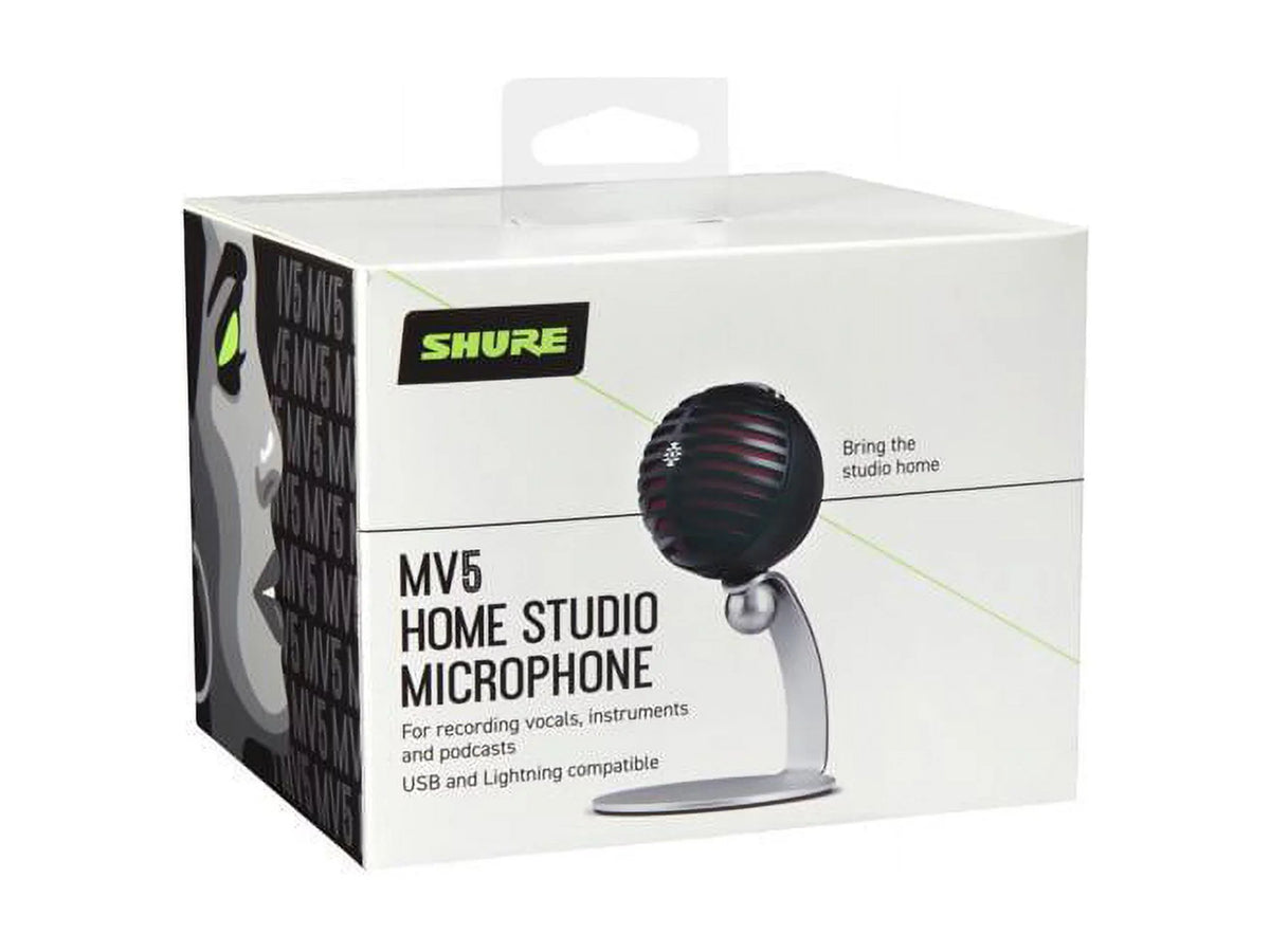 Shure - MV5 USB Condenser Microphone - Black w/ Red