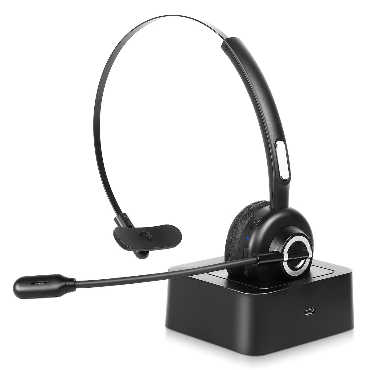 Comfortable Bluetooth Headset, UX-M97 Wireless Headset with Microphone, Wireless Cell Phone Headset with Noise Isolation Mic Charging Base Mute Function for  K8 With Charging Dock