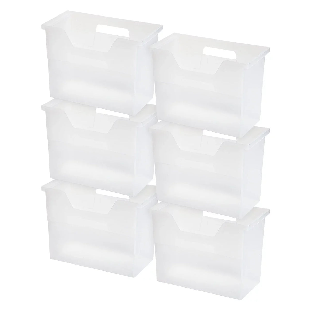 IRIS USA Medium Portable Desktop File Box with Open Lid, 6 Pack, Side Handles, Hanging File Folders, Tabs & Inserts, Letter Size, Magazines, Newspapers, Mail, Books, Notebooks, Clear