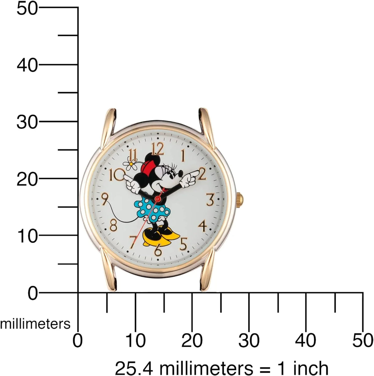 Disney Minnie Mouse Women's Two Tone Cardiff Alloy Watch, Brown Leather Strap, W002770
