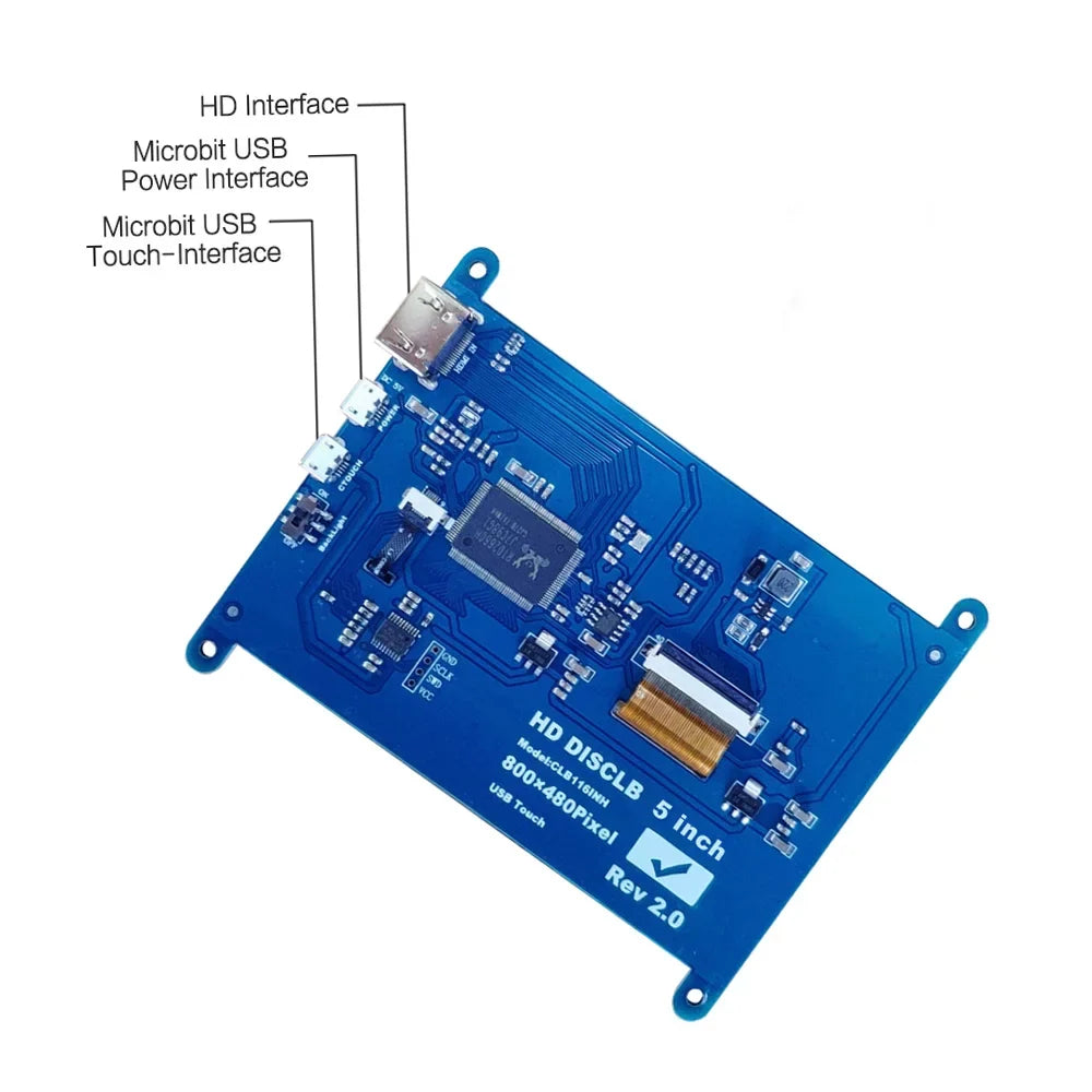 Arealer 5 InchCapacitive Touchscreen Display 800*480 Resolution Small Portablewith USBInterface matching with Raspberry Pi Tool