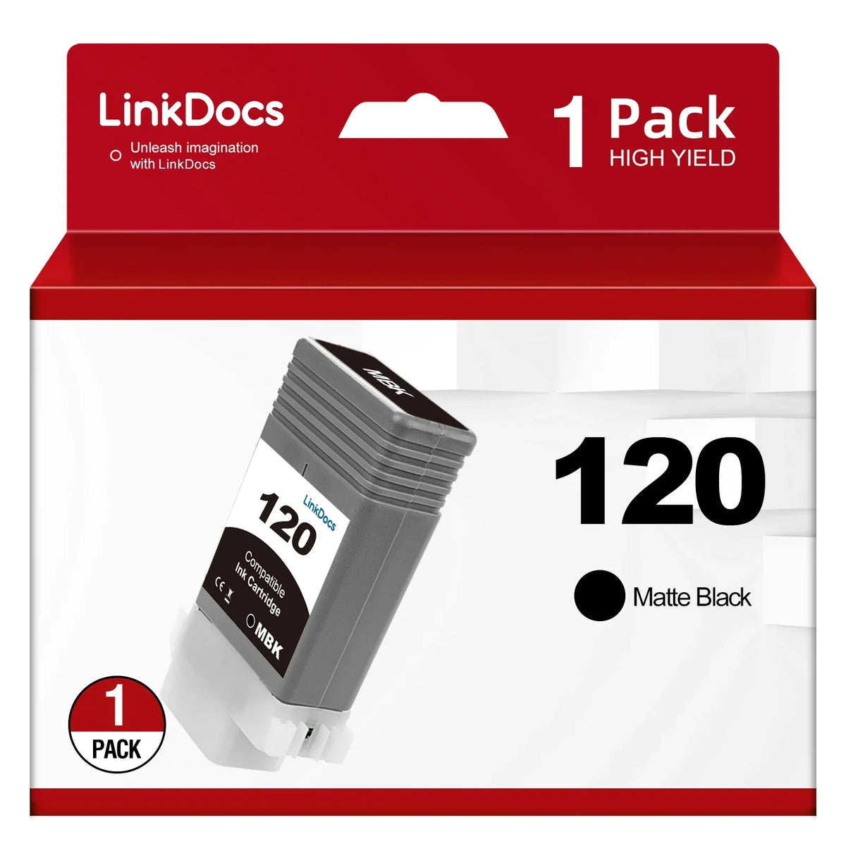 LinkDocs appropriate PFI120 PFI-120 Matte Black Ink Cartridges Replacement for  PFI120 PFI-120 PFI-120MBK Work for  ImagePROGRAF IPF TM-200 TM-205 TM-300 TM-305 and GP-200 GP-300 Printer