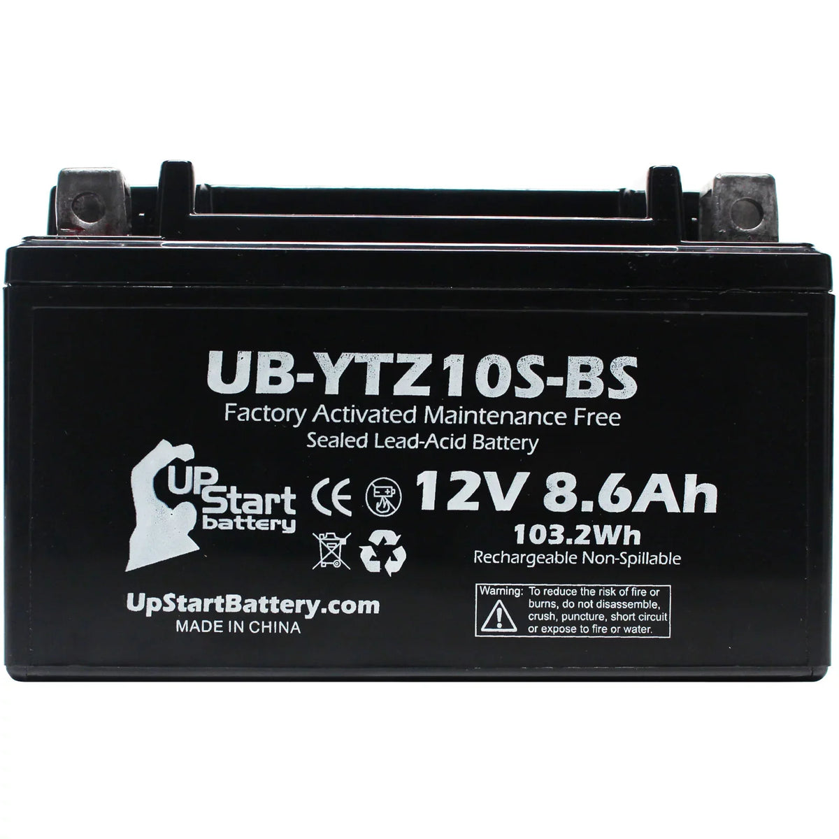 R6S) 600CC Factory Activated, Maintenance Free, Motorcycle Battery - 12V, 8.6Ah, UB-YTZ10S-BS. UpStart Battery Replacement 2011 Yamaha YZF-R6 (excl