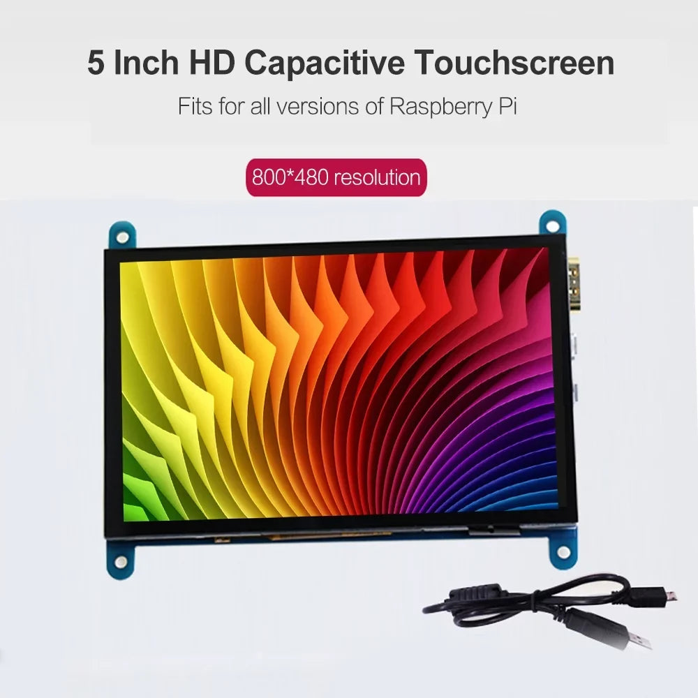Arealer 5 InchCapacitive Touchscreen Display 800*480 Resolution Small Portablewith USBInterface matching with Raspberry Pi Tool