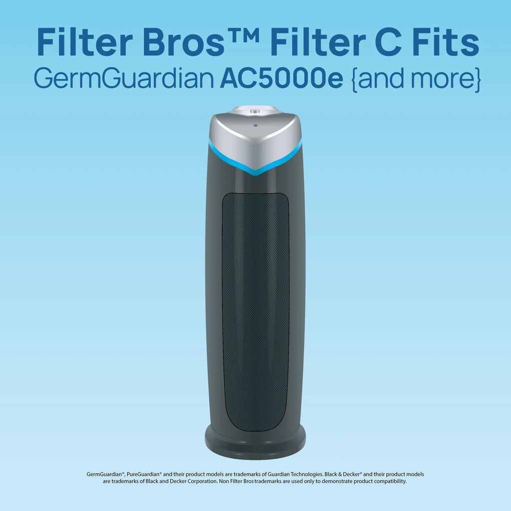 Filter Bros Filter C suitable With GermGuardian FLT5000 - AC5000, AC5000E, HEPA Replacement For Home Air Cleaner Purifiers, AC5300B, AC5250PT With Technologies and AC5350B, AC5350BCA, AC5350W, AC530
