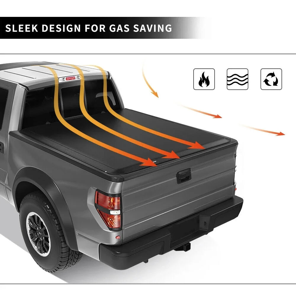 Ledkingdomus 5.7 ft Soft Tri-Fold Truck Bed Tonneau wrap for 2019-2023 Dodge Ram 1500 without Ram Box