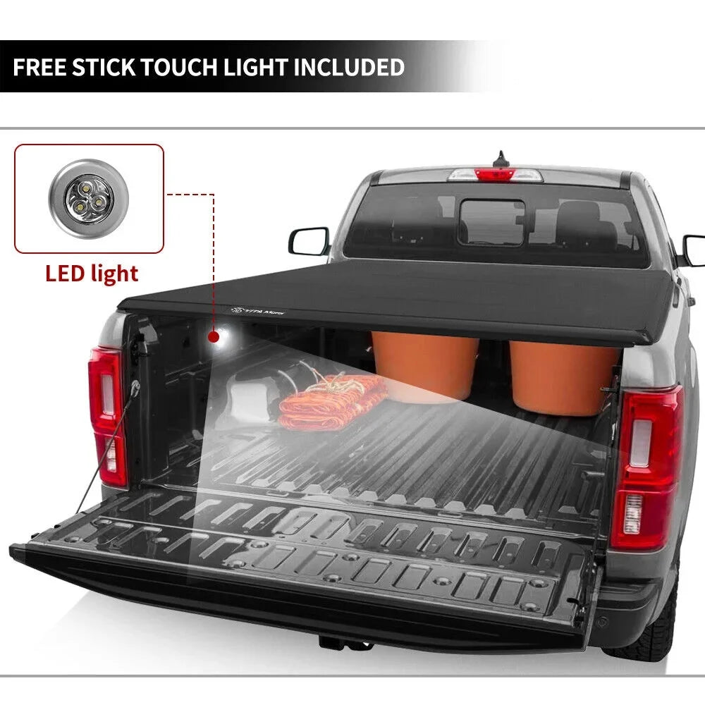 Ledkingdomus 5.7 ft Soft Tri-Fold Truck Bed Tonneau wrap for 2019-2023 Dodge Ram 1500 without Ram Box