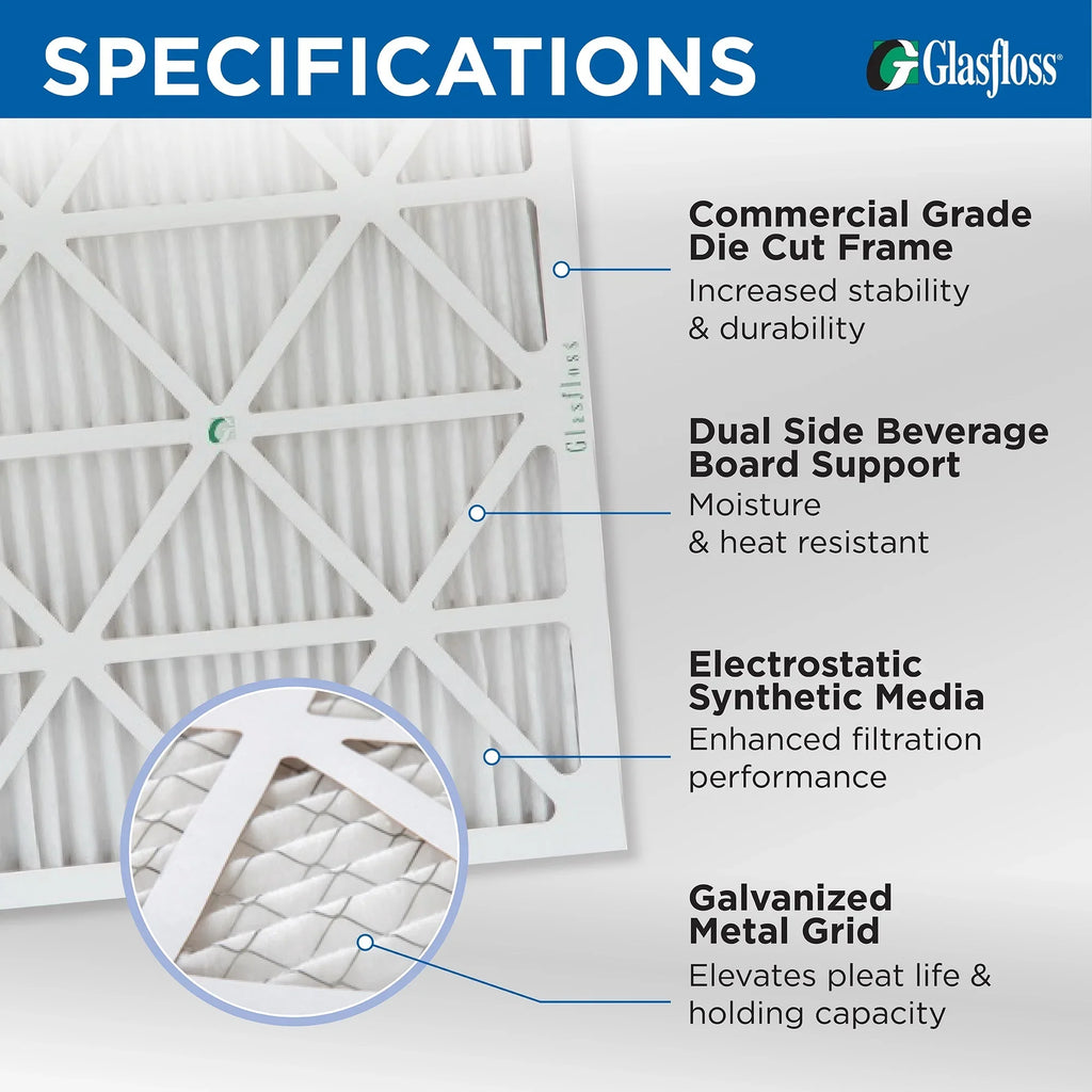 Actual Size: 17-1/2 x 23-1/2 x 1-3/4. 12 Pack of 18x24x2 MERV 10 Pleated 2" Inch Air Filters by Glasfloss