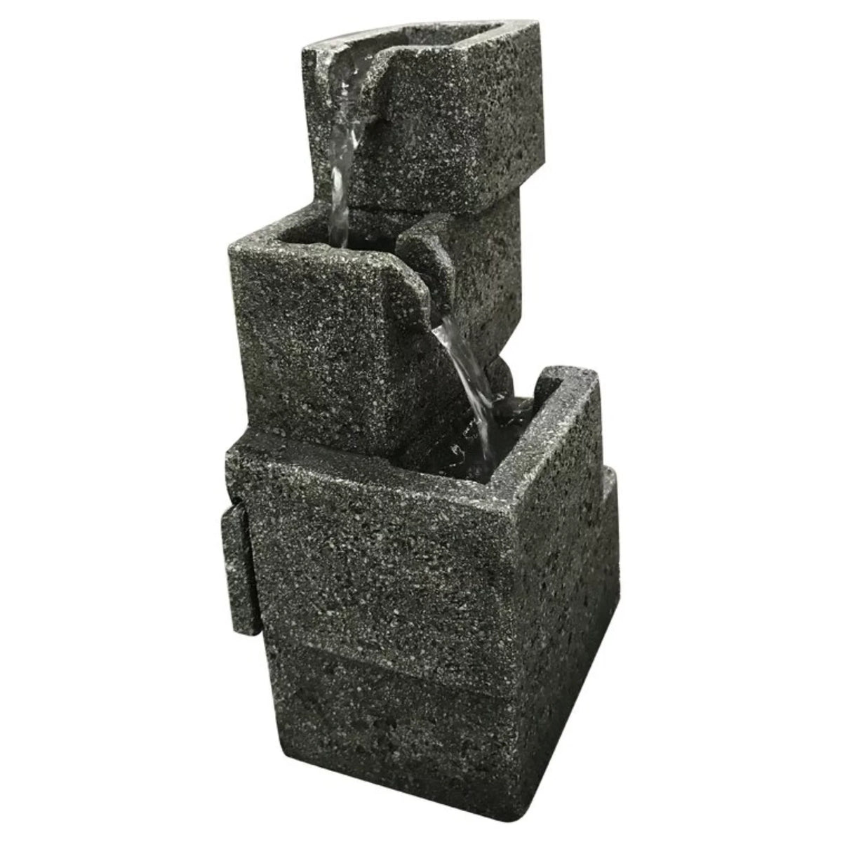 Hi-Line Gifts 11" LED Lighted Concrete Crates moisture Tabletop Fountain