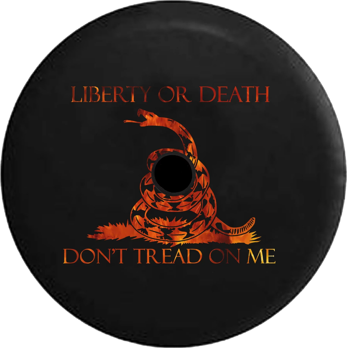 2018 2019 Wrangler JL Backup Camera Liberty or Death Don't Tread on Me Snake Flames Fire Spare Tire wrap for Jeep RV 33 Inch