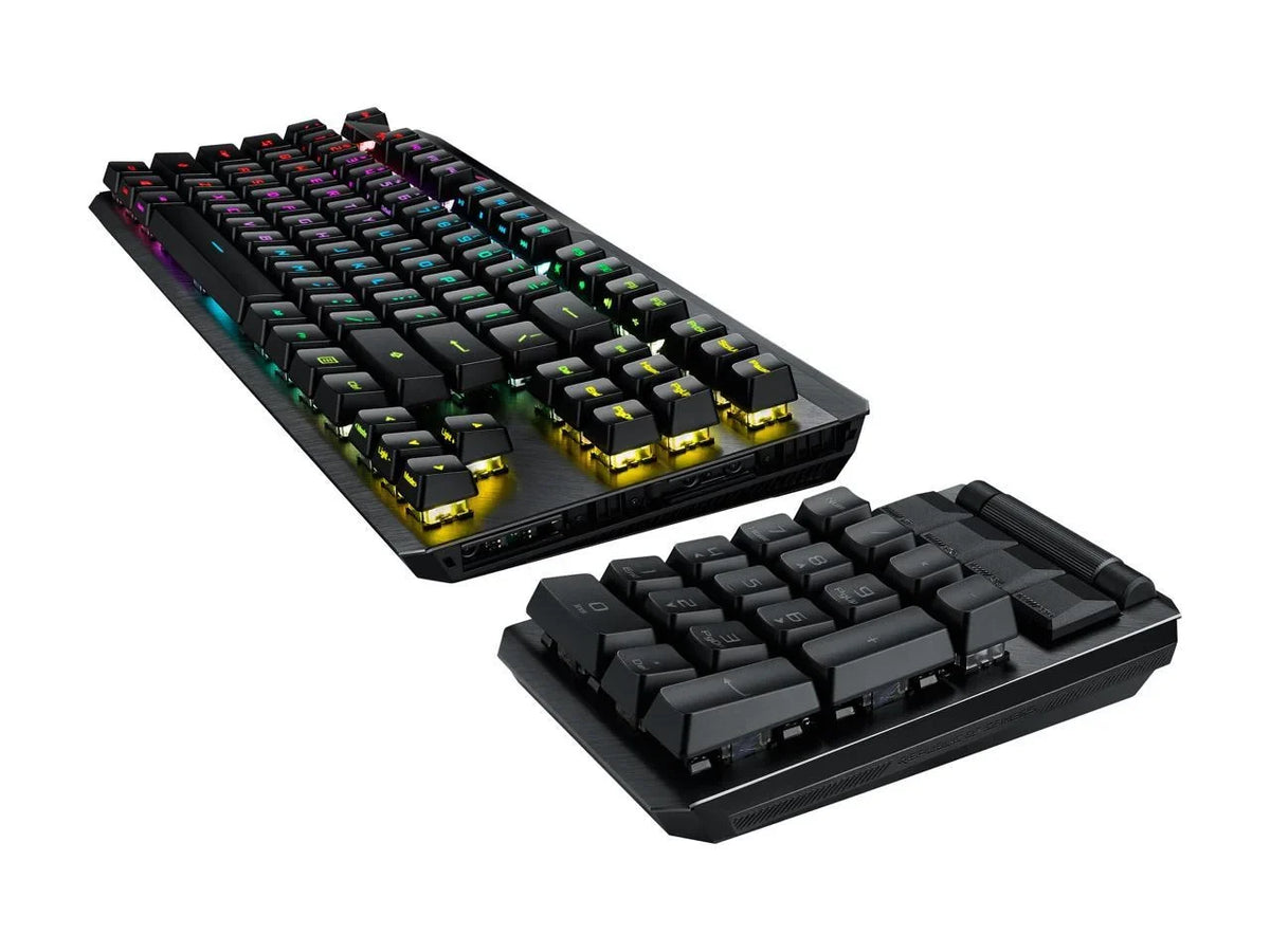 MA02 ROG Claymore II Wireless Modular Gaming Mechanical Keyboard with ROG RX Blue Switches, detachable numpad & wrist rest