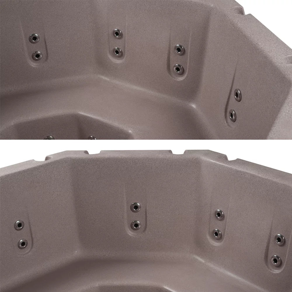 Aqualife Lagoon 8 Seater Hot Tub Spa with 20 Jets, LED lighting & Tub shield, Millstone Brown