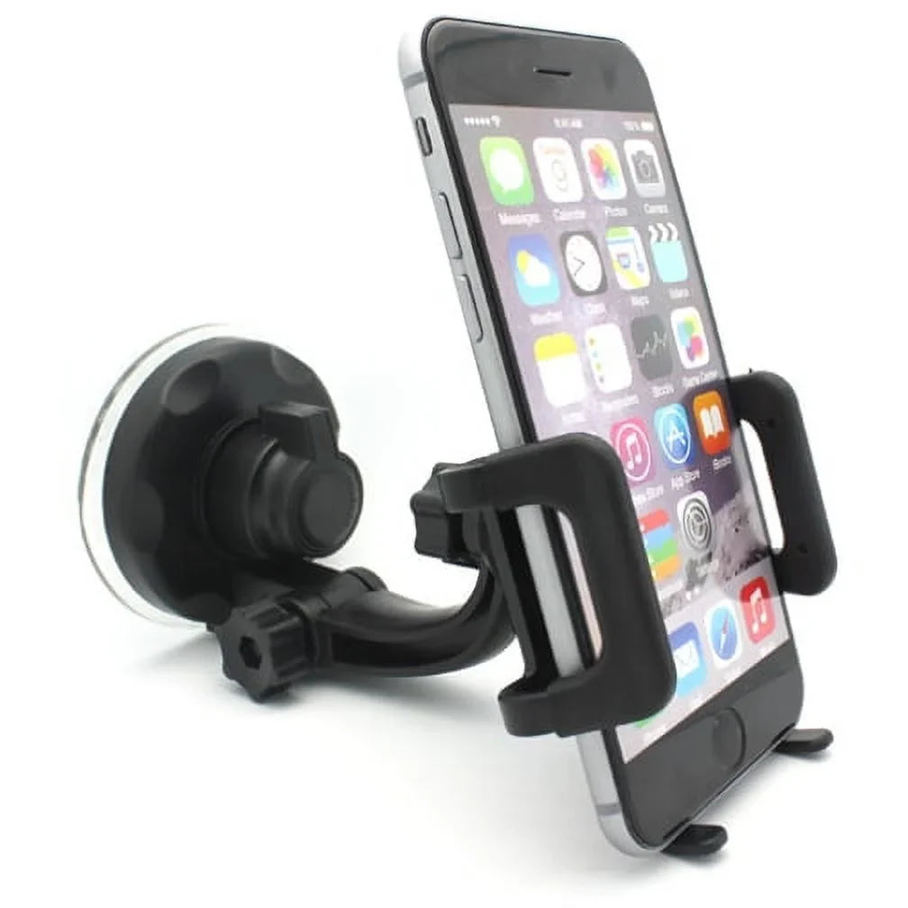 Car Mount Windshield Phone Holder Swivel Cradle Window Rotating Dock Suction Black D8 for Motorola Droid Turbo 2, Moto Z Droid Force Droid -  Galaxy J3 J5 J7, Note 4 5, S5 S6 Edge Edge+ S7