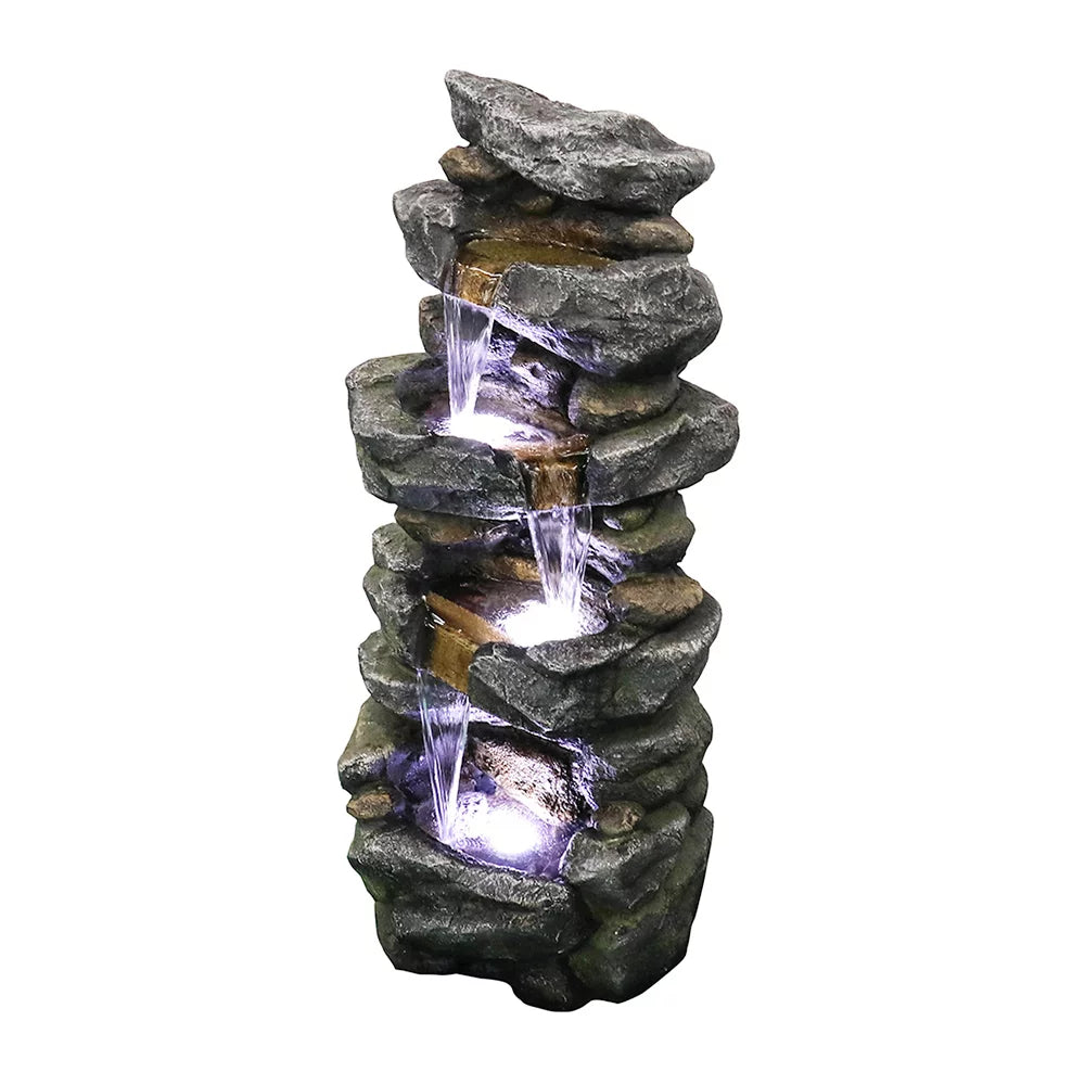 Kmowoo 40inches High Stacked Simulated Rock moisture Fountain with LED Lights