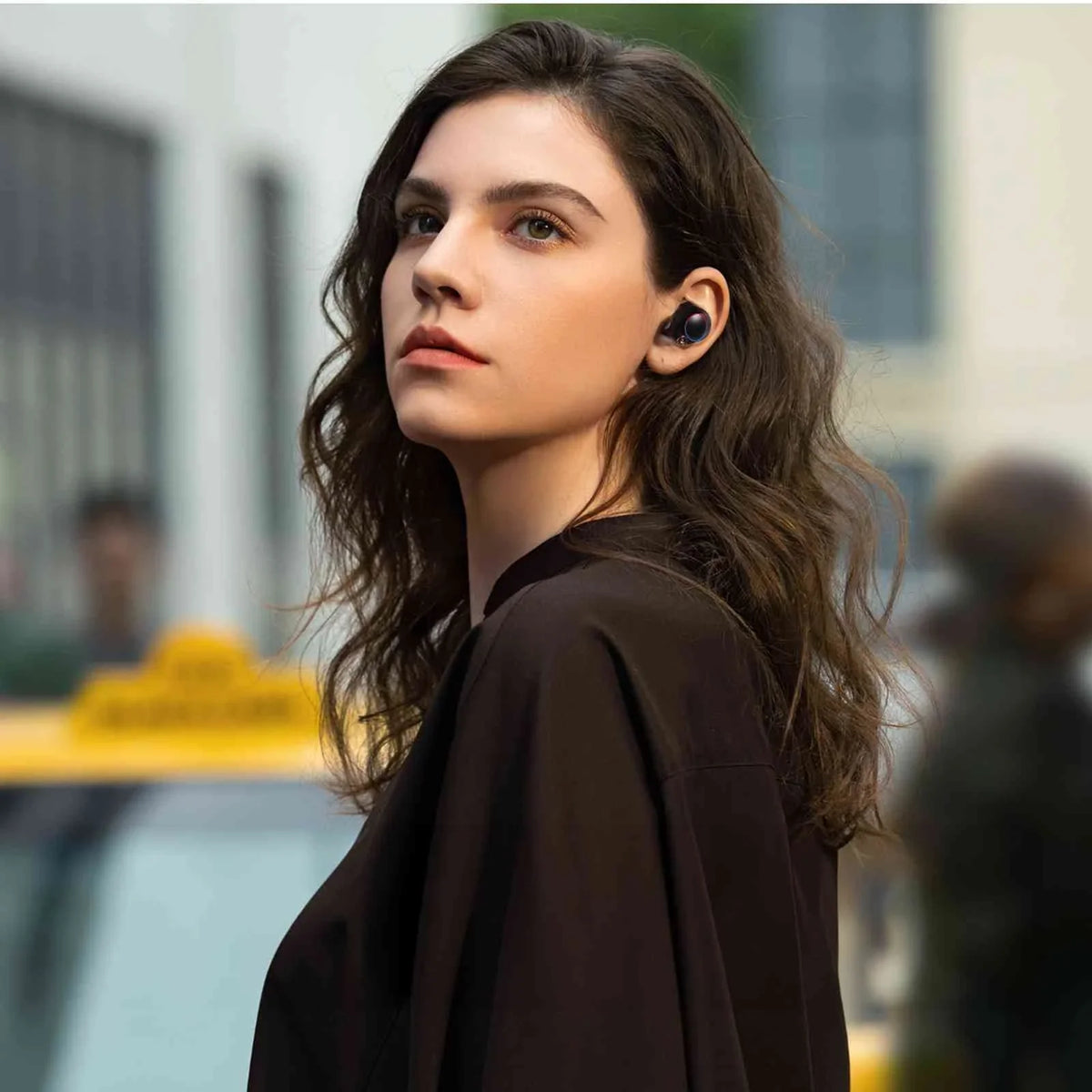 UrbanX True Wireless Bluetooth Earbuds + Charging Case, Black, Dual Connect, IPX5 aqua Resistance, Bluetooth 5.2 Connection, Balanced, Bass Boost suitable with  Tab M8 (HD)