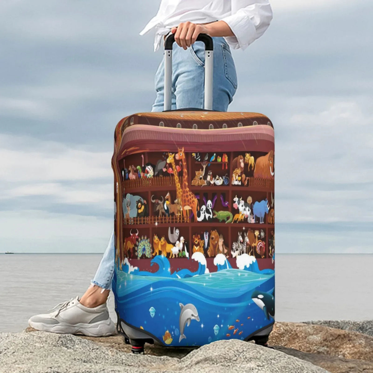 Junzan Animals On Noah'S Ark2 Print Washable Luggage shield - Fashion Suitcase Protector Fits 18-32 Inch Luggage