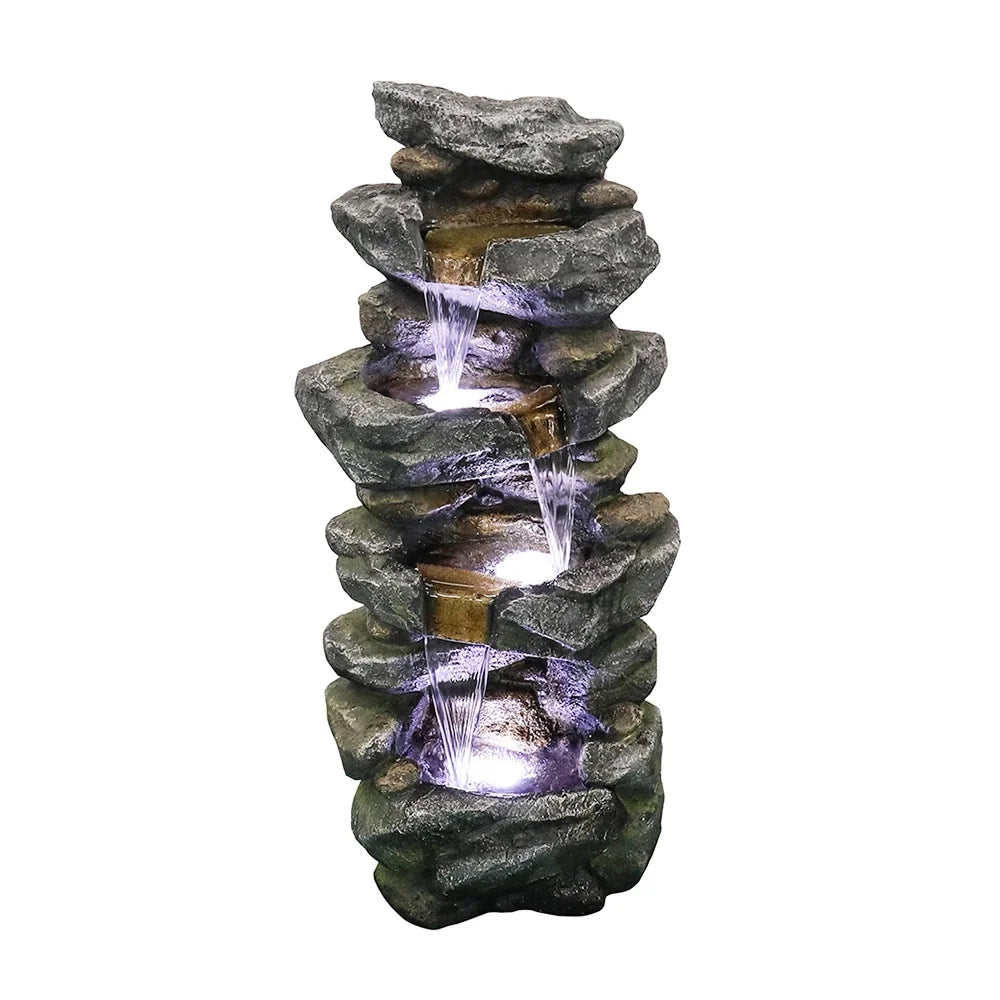 Kmowoo 40inches High Stacked Simulated Rock moisture Fountain with LED Lights