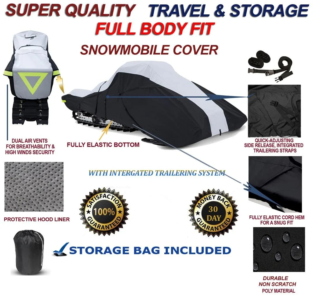 600 Denier Full Fit Snowmobile Travel and Storage wrap suitable for the 2007-2009 Arctic Cat Model M1000 SnoPro 153 Snowmachine Sled.