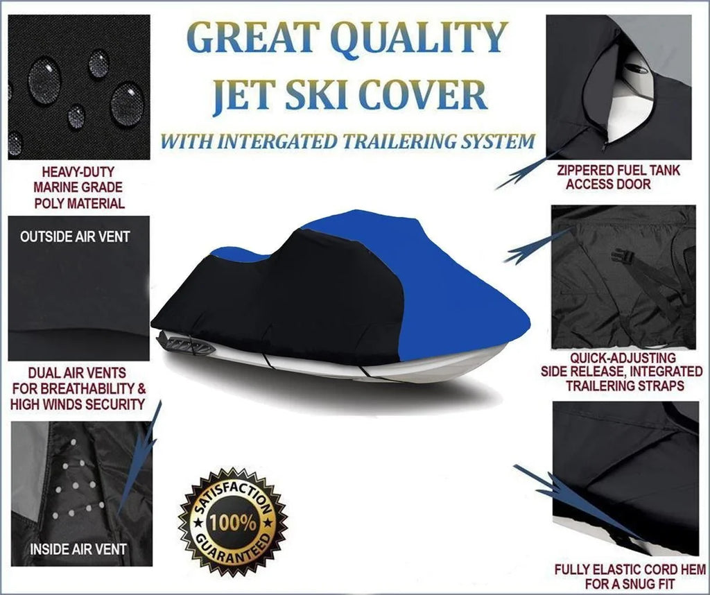 BLACK / BLUE HEAVY-DUTY shield matching for Polaris Pro 1200 2000 2001, Pro 785 1999 2000 Jet Ski Trailerable wrap 1-2 Seater
