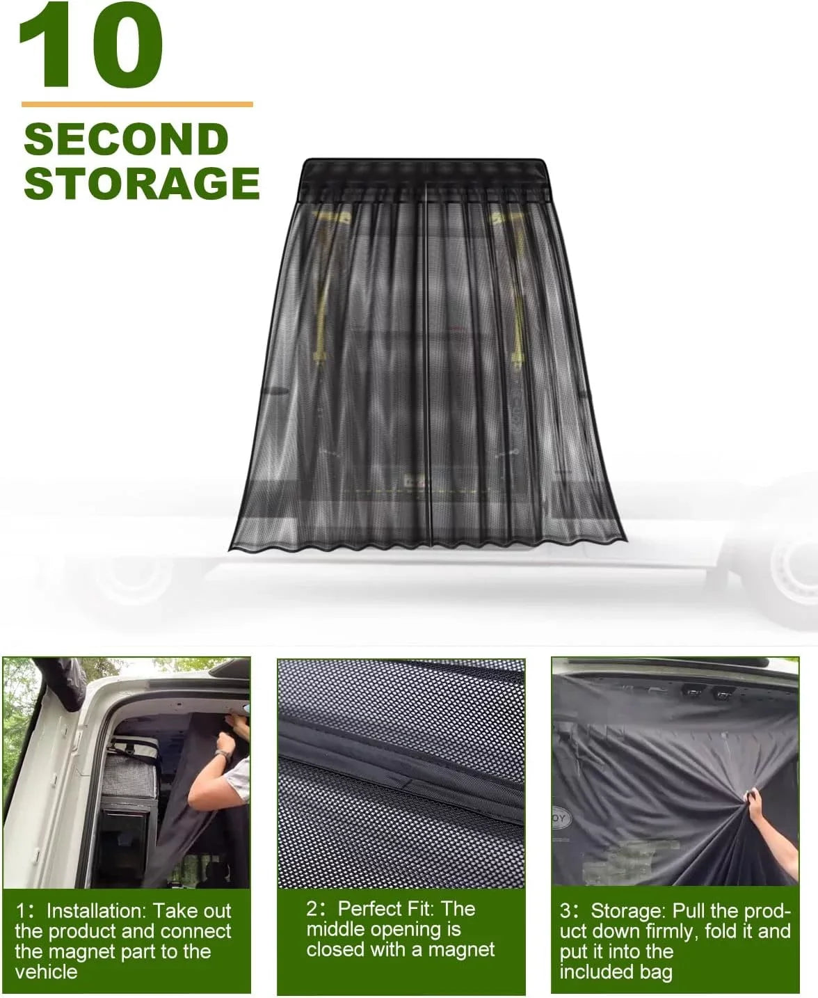 ELITEWILL Side Sliding Door Bug Screen Suitable for Mercedes Benz Sprinter Van Mid and High Roof,  Transit, Promaster, and Other Camping Vehicles (Magnetic Suction)